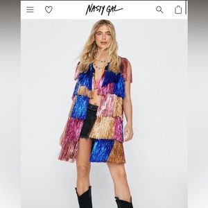 Nasty Gal Longline Sleeveless Tinsel Jacket